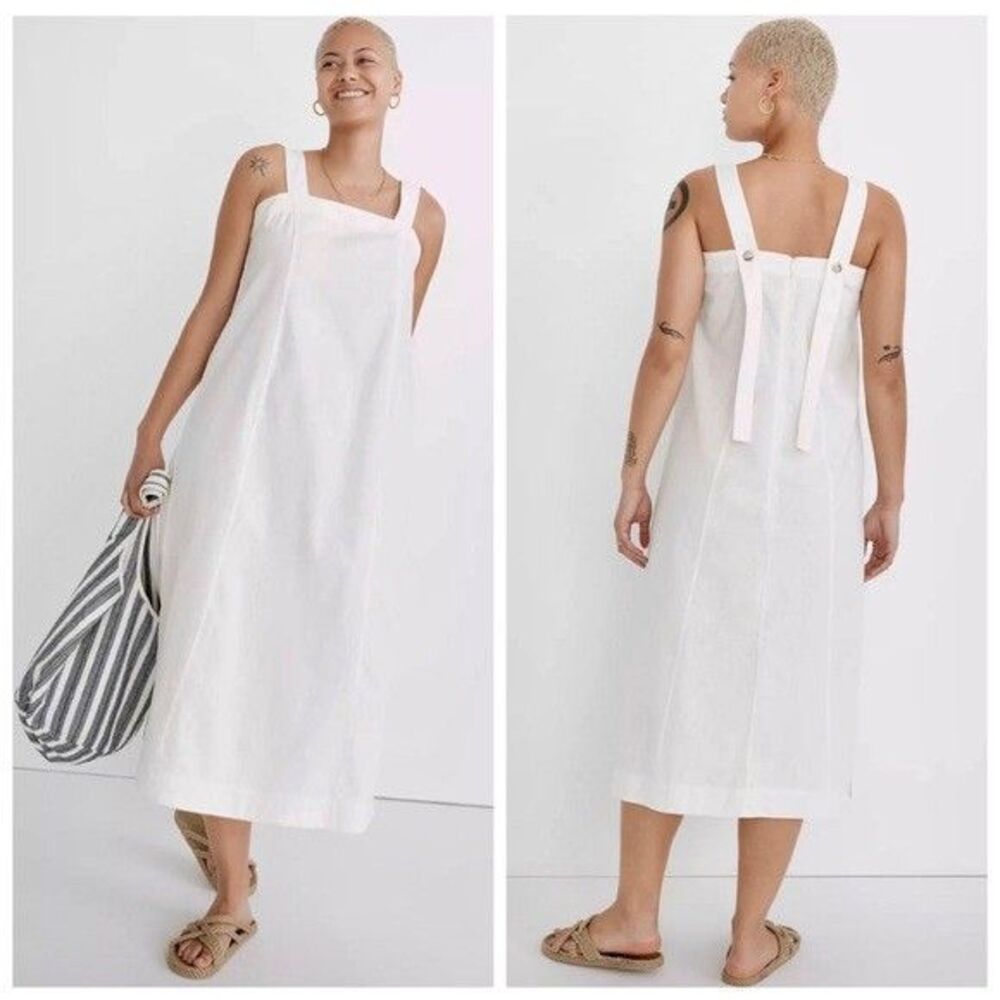 Madewell Linen Blend Princess Seamed Dress Old Money quiet luxury timeless NWT